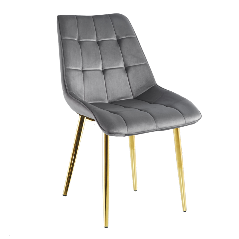 Krzesło velvet (szare) / złote nogi J262-1