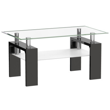 Stolik kawowy (czarny, blat transparent) A08-2-H-55