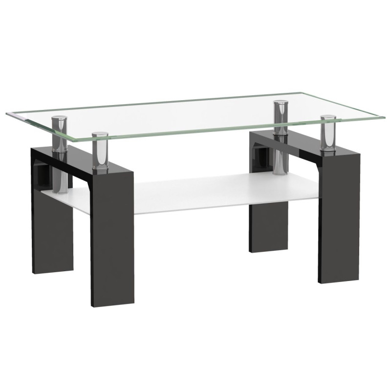 Stolik kawowy (czarny, blat transparent) A08-2-H-55