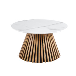 Ława (biały marmur/dąb) Fi80 L30-FX (80)