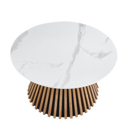 Ława (biały marmur/dąb) Fi80 L30-FX (80)
