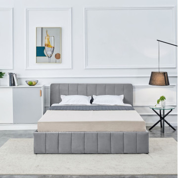 Łóżko tapicerowane 160x200 velvet szare Riviera 91 LT1-FX