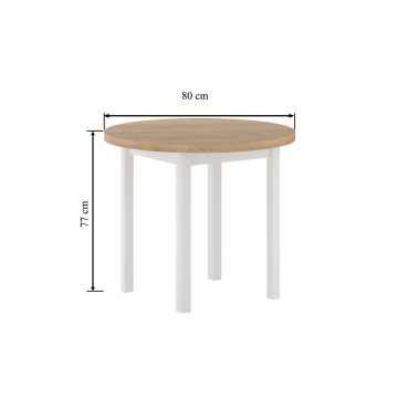 Stół okrągły (dąb złoty craft/biały) Fi80 ST24-FX (80)