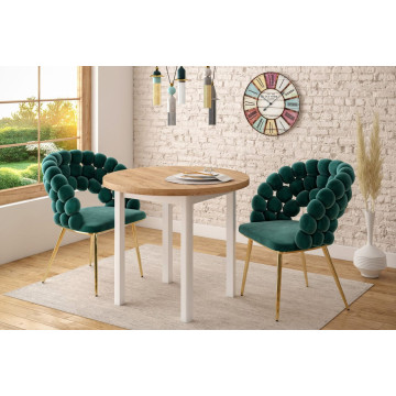 Stół okrągły (dąb złoty craft/biały) Fi80 ST24-FX (80)