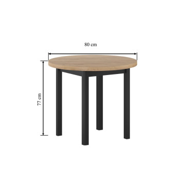 Stół okrągły (dąb złoty craft/czarny) Fi80 ST24-FX (80)