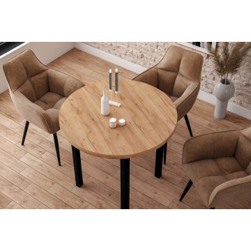 Stół okrągły (dąb złoty craft/czarny) Fi80 ST24-FX (80)